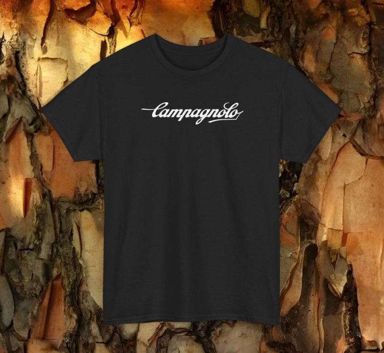 Campagnolo T-shirt Classic Black Cycling Tee For Road Bike Lovers Vintage Style Fans