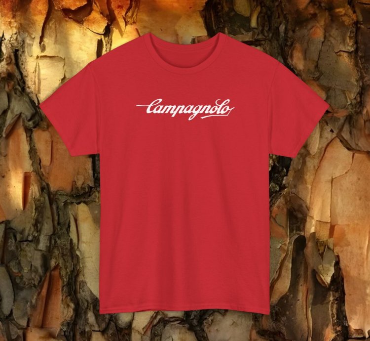 Campagnolo T-shirt Classic Red Cycling Tee For Road Bike Lovers Vintage Style Fans