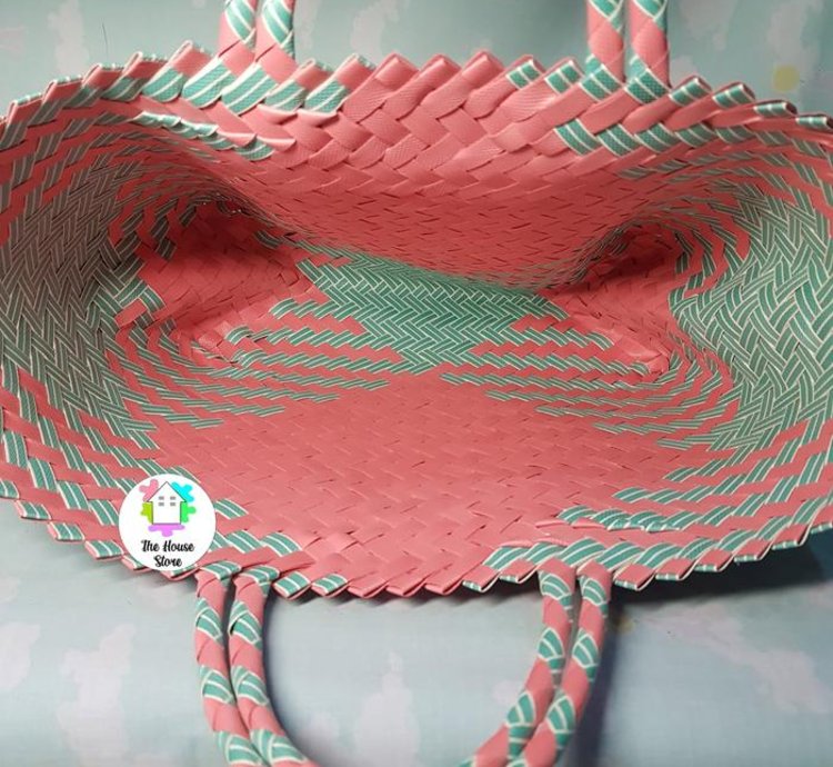 Woven Pattern Shopping Bag Basket