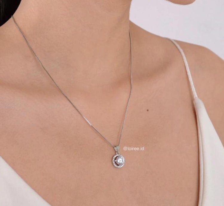 Eloise Zirconia Round Cut Halo Setting Bridal Necklace - Wedding - Specifications