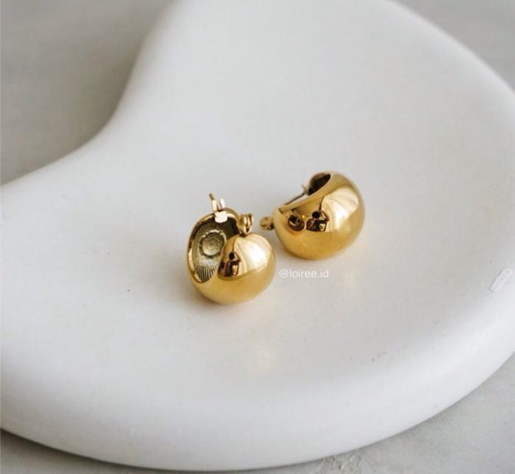 Bondi Chubby Ball Hoop Earrings - Gold Plated