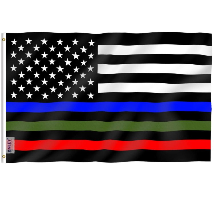 Thin Blue Red And Green Line Usa Polyester Flag With Brass Grommets 3x5ft Banner Usa