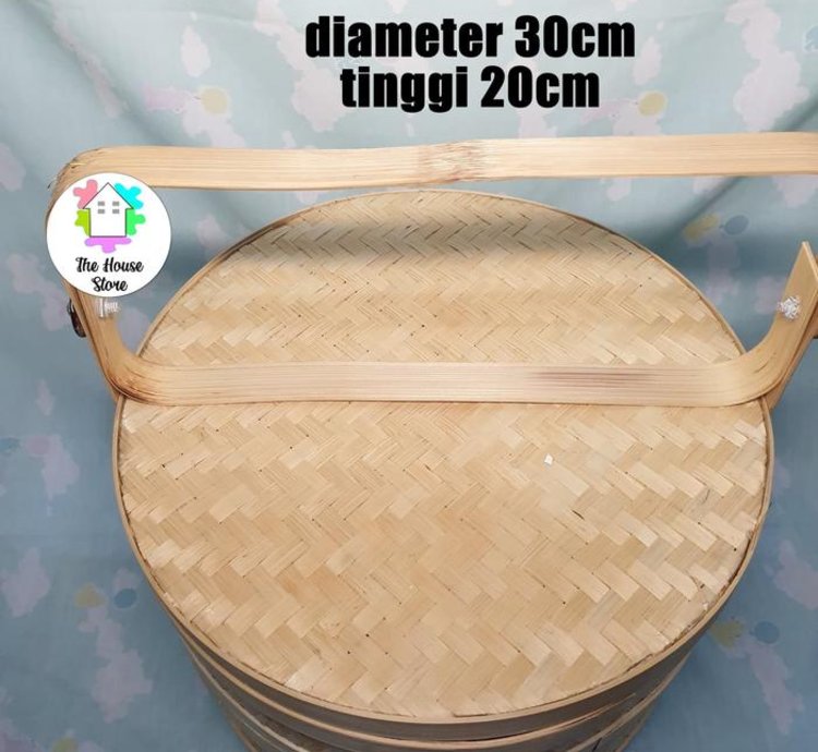 Large-sized Stacked Food Container Made From Woven Bamboo