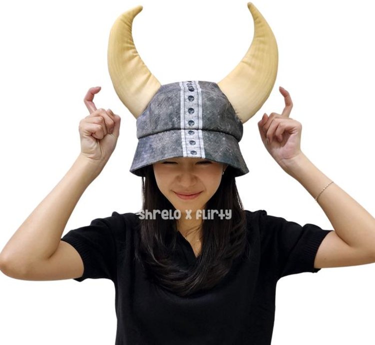 Bucket Hat War Helmet Linen Material With Soft Foam Horns