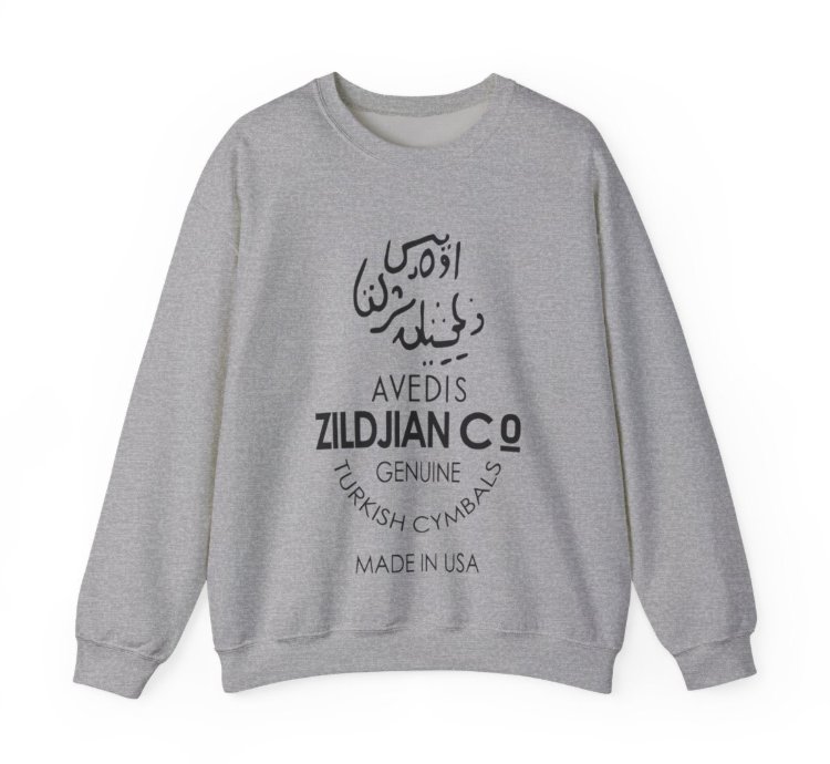 Avedis Zildjian Co Crewneck - Retro Drummer Streetwear Sport Grey Sweater
