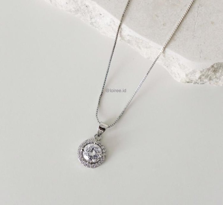Eloise Zirconia Round Cut Halo Setting Bridal Necklace - Wedding - Specifications