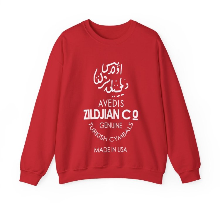 Avedis Zildjian Co Crewneck - Retro Drummer Streetwear Red Sweater