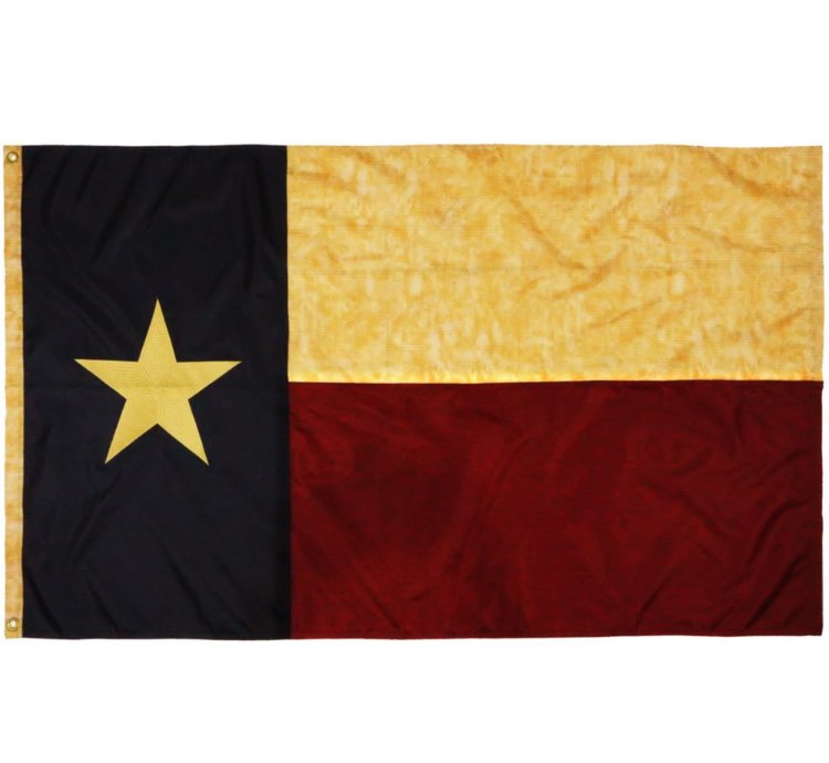 Vintage Style Tea Stained Texas State Flag 3x5 Foot Nylon - Embroidered Stars And Sewn Stripes Usa