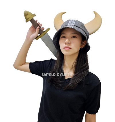 Bucket Hat War Helmet Linen Material With Soft Foam Horns