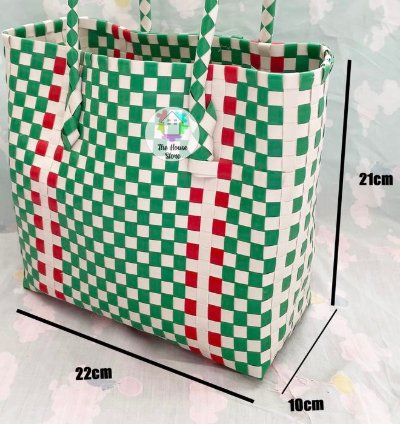 Plastic Woven Market Shopping Bag Basket Small Size Color