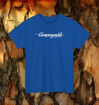 Campagnolo T-shirt Classic Blue Cycling Tee For Road Bike Lovers Vintage Style Fans