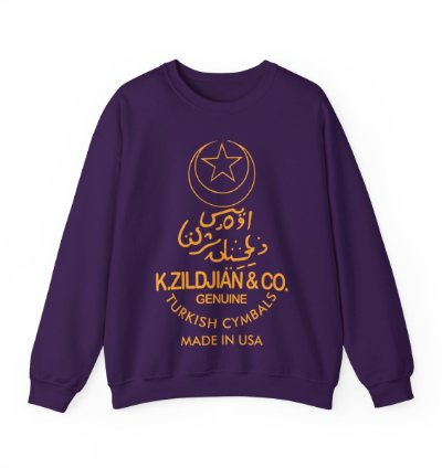 K Zildjian Crewneck Streetwear - Retro Drummer Streetwear Purple