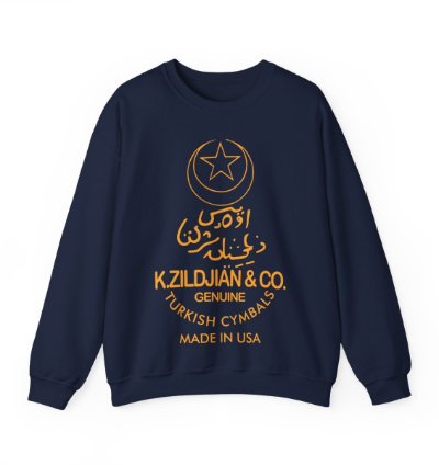K Zildjian Crewneck Streetwear - Retro Drummer Streetwear Navy