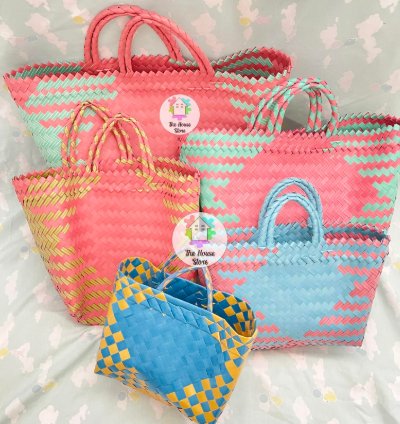 Woven Pattern Shopping Bag Basket