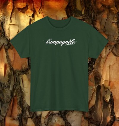 Campagnolo T-shirt Classic Forest Green Cycling Tee For Road Bike Lovers Vintage Style Fans