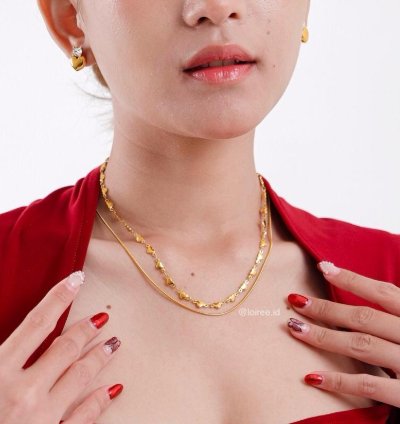 Minna Double Layer Heart Necklace - Gold Plated