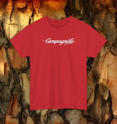 Campagnolo T-shirt Classic Red Cycling Tee For Road Bike Lovers Vintage Style Fans