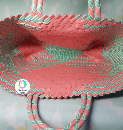 Woven Pattern Shopping Bag Basket