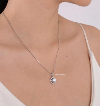 Eloise Zirconia Round Cut Halo Setting Bridal Necklace - Wedding - Specifications