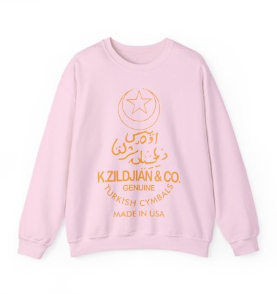 K Zildjian Crewneck Streetwear - Retro Drummer Streetwear Light Pink