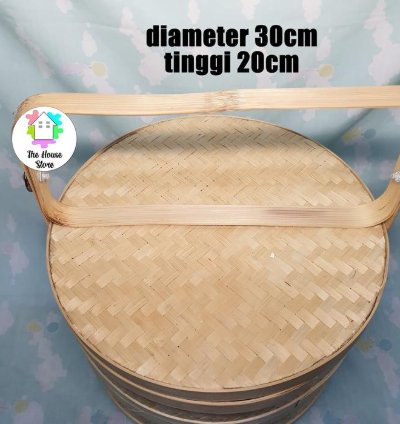 Large-sized Stacked Food Container Made From Woven Bamboo