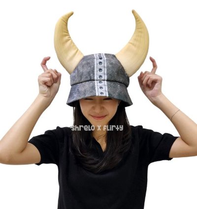 Bucket Hat War Helmet Linen Material With Soft Foam Horns