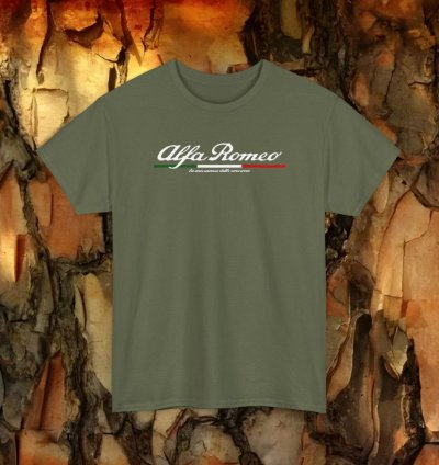 Alfa Romeo T-shirt - Classic Italian Sports Car Military Green Tee