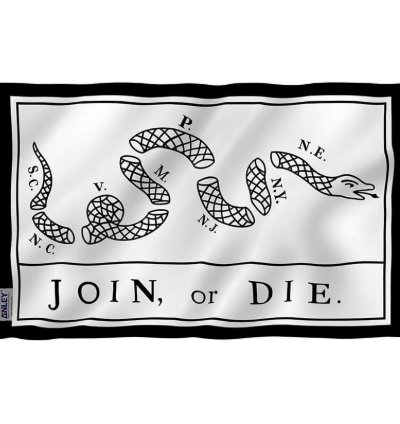 White Join Or Die Flag - Rattlesnake Flag With Brass Grommets 3x5ft Banner Usa