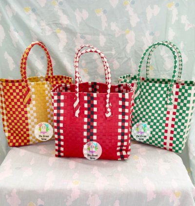Plastic Woven Market Shopping Bag Basket Small Size Color