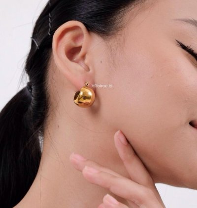 Bondi Chubby Ball Hoop Earrings - Gold Plated