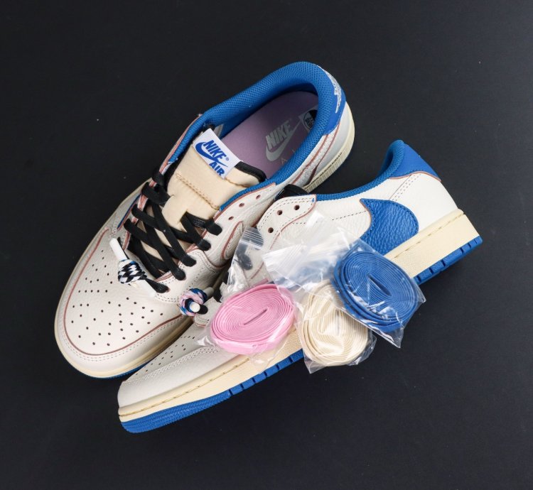 Air Jordan 1 Retro Low Og Sp Fragment X Travis Scott Sail Military Blue