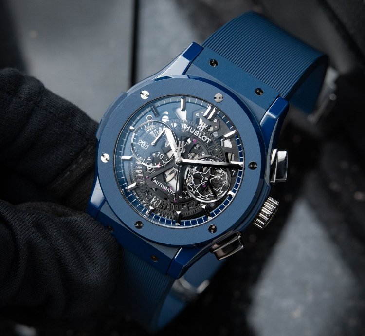 Hublot Classic Fusion Aerofusion Uefa Limited Edition Chronograph Blue Ceramic Skeleton 45mm