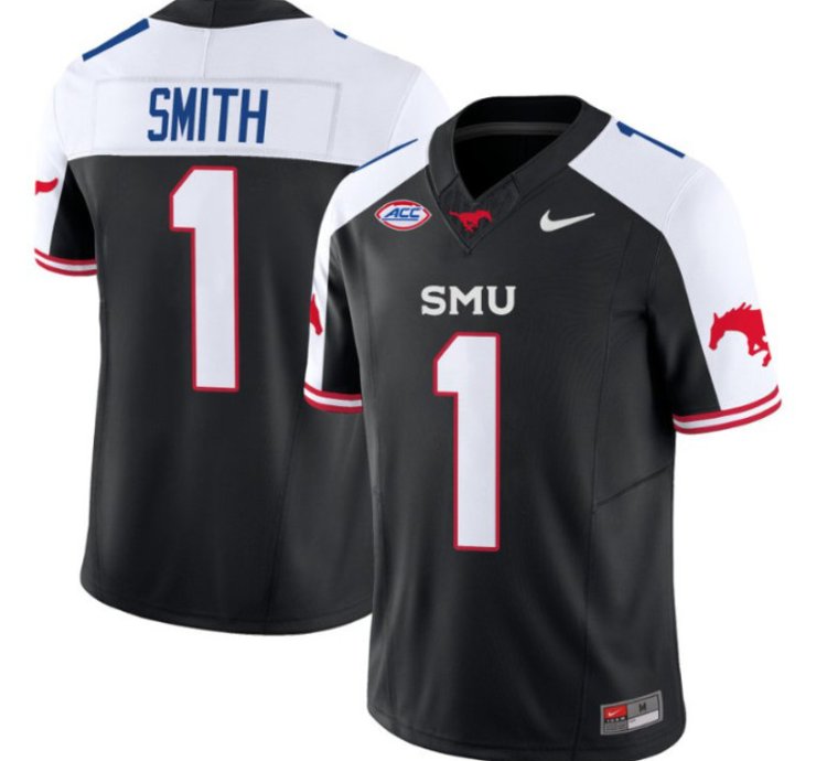 Brashard Smith 1 Smu Mustangs Football Jersey Icy Whites Vapor Patch Limited All Stitched