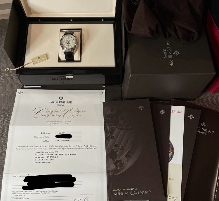 Patek Philippe Annual Calendar 5146g White Gold Cream Dial Leather Set 39mm