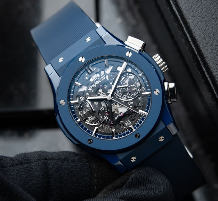 Hublot Classic Fusion Aerofusion Uefa Limited Edition Chronograph Blue Ceramic Skeleton 45mm