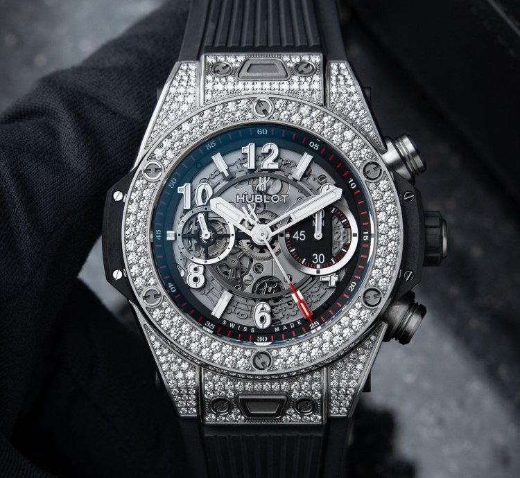 Hublot Big Bang Unico Pavé Openworked Diamonds Titanium Chronograph Set 45mm