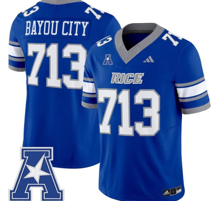 Bayou City Jersey 713 Rice Owls 2025 Vapor Limited Stitched Light Blue