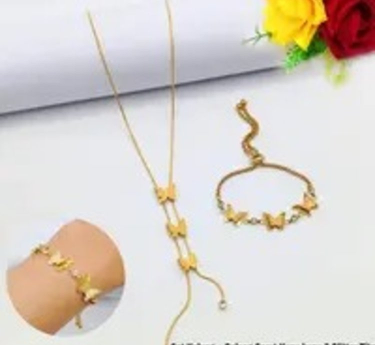 Trendy Butterfly Accessory Set In Anti-rust Titanium Material