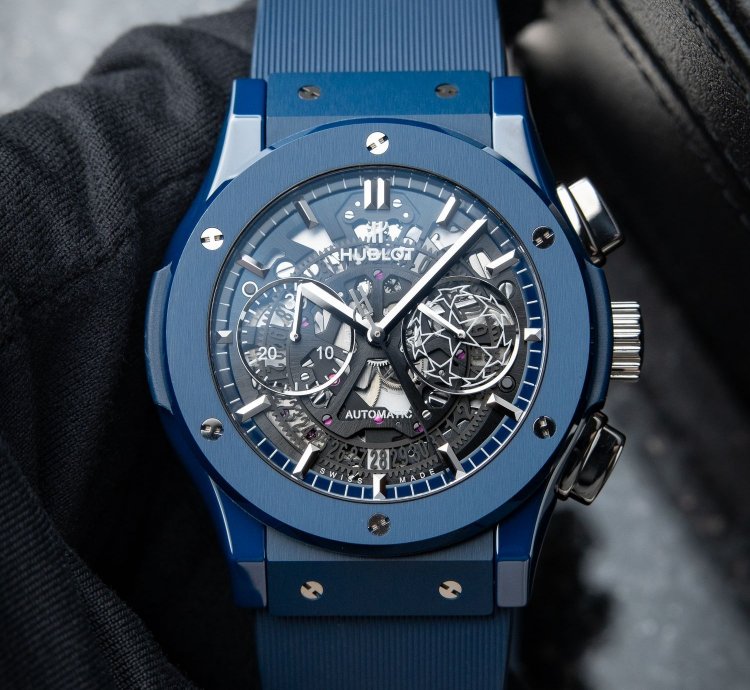 Hublot Classic Fusion Aerofusion Uefa Limited Edition Chronograph Blue Ceramic Skeleton 45mm