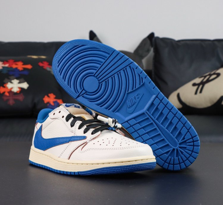 Air Jordan 1 Retro Low Og Sp Fragment X Travis Scott Sail Military Blue