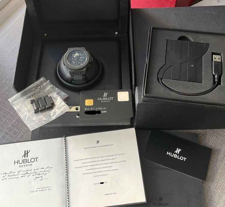 Hublot Big Bang Aero Bang Limited Edition Black Ceramic Skeleton Chronograph 44mm