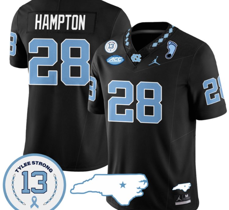 Omarion Hampton Jersey 28 North Carolina Tar Heels Vapor College Football Stitched Black