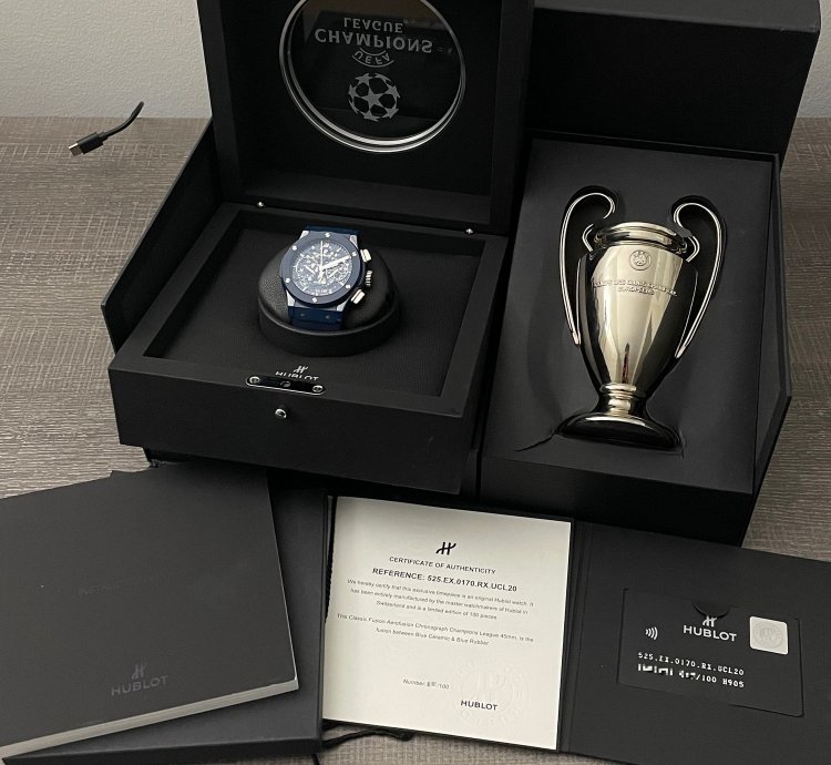 Hublot Classic Fusion Aerofusion Uefa Limited Edition Chronograph Blue Ceramic Skeleton 45mm