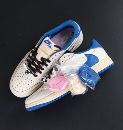 Air Jordan 1 Retro Low Og Sp Fragment X Travis Scott Sail Military Blue