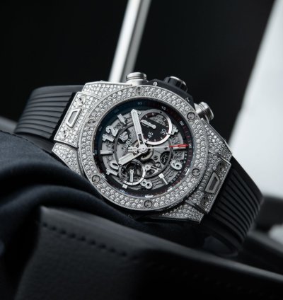Hublot Big Bang Unico Pavé Openworked Diamonds Titanium Chronograph Set 45mm