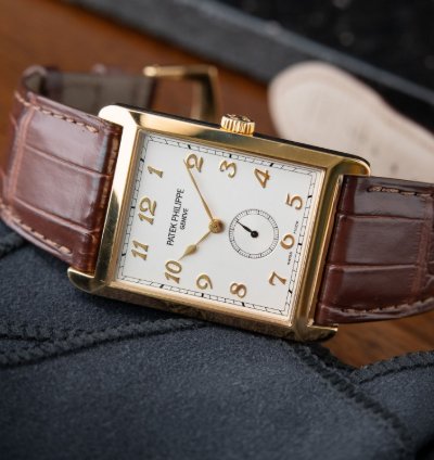 Patek Philippe Gondolo 5109j Yellow Gold Silver Ivory Dial Leather Set 30mm