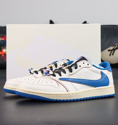 Air Jordan 1 Retro Low Og Sp Fragment X Travis Scott Sail Military Blue