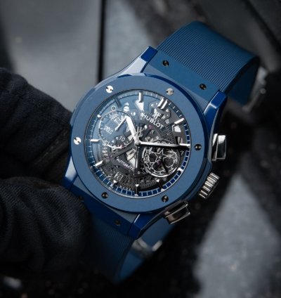Hublot Classic Fusion Aerofusion Uefa Limited Edition Chronograph Blue Ceramic Skeleton 45mm
