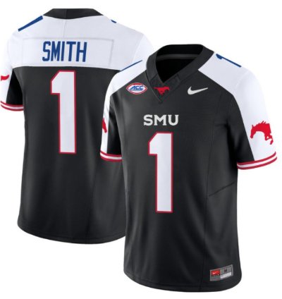Brashard Smith 1 Smu Mustangs Football Jersey Icy Whites Vapor Patch Limited All Stitched