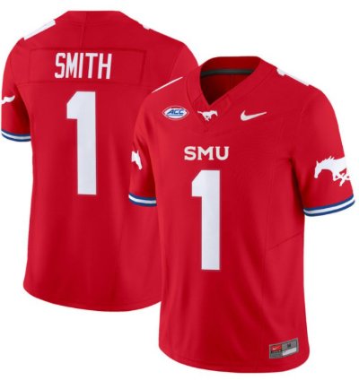 Brashard Smith 1 Smu Mustangs Football Jersey Icy Whites Vapor Patch Limited All Stitched